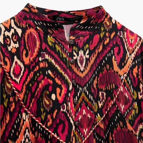 Zara PIPED DETAIL PRINTED DRESS - Picture 6 of 8